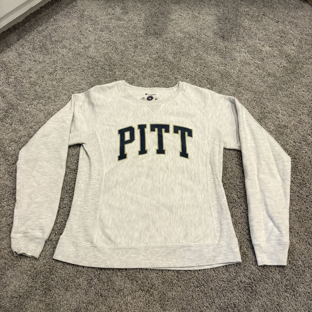 Vintage Pitt Panthers Champion Reverse Weave Gray Crewneck Sweatshirt Womens Med
